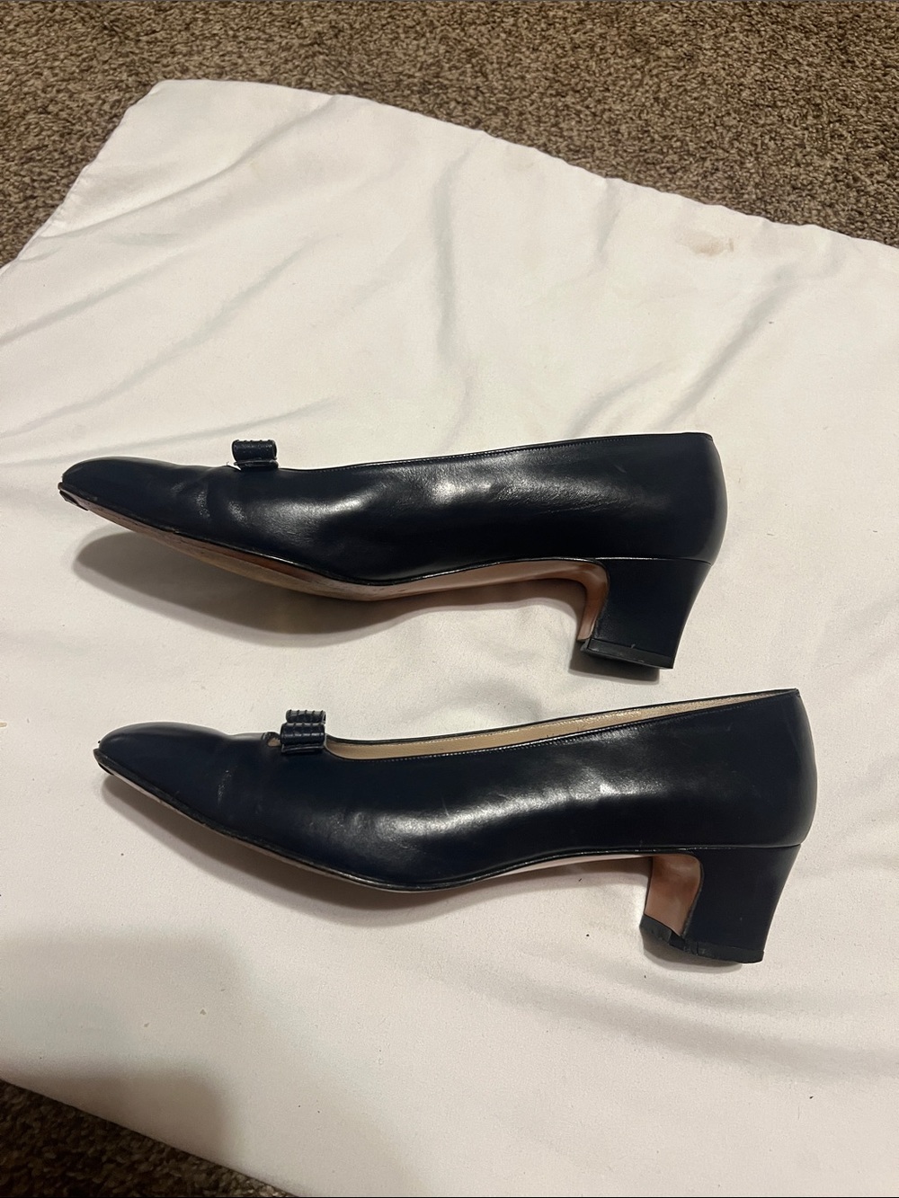 Salvatore Ferragamo black leather heels.
Size 8 1/2 AA. - Picture 4 of 8